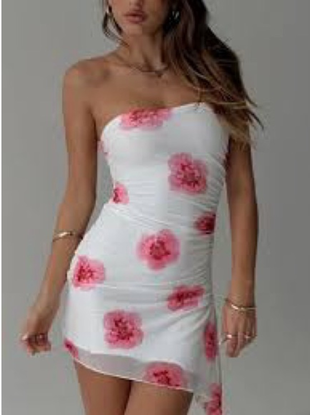 Princess Polly DONELLI MINI DRESS WHITE / PINK FLORAL IN WHITE FLORAL size 4